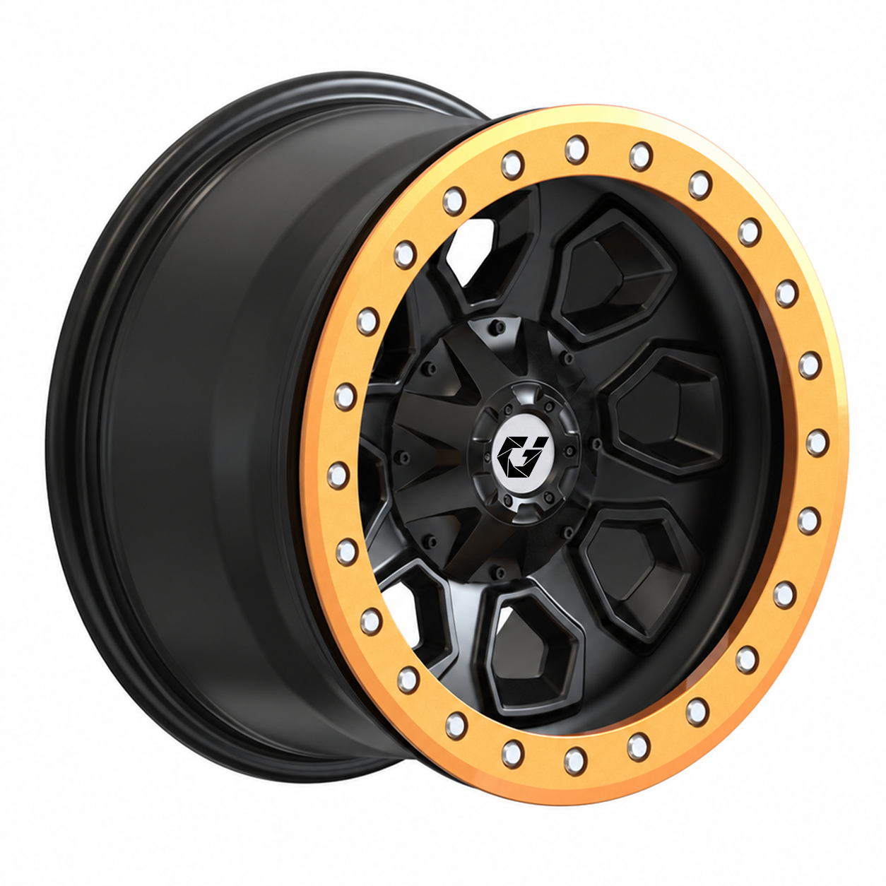 Quality GVICHN Forged Off-Road Wheels BT-03 Satin Black rim Aerospace Orange beadlock Compatible with Polaris RZR 1000 XP/Ranger XP 900/1000 Pickups Trucks factory