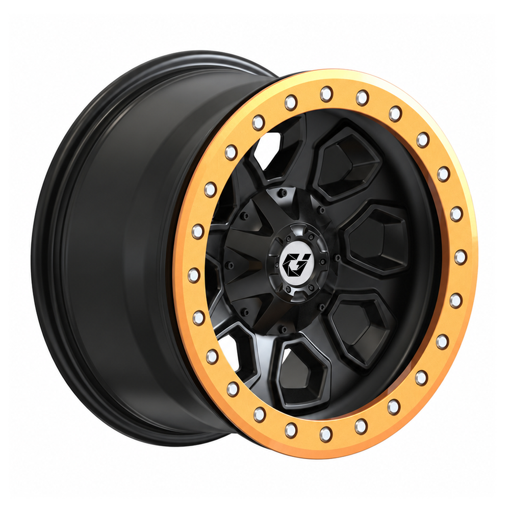 Quality GVICHN Forged Off-Road Wheels BT-03 Satin Black rim Aerospace Orange beadlock Compatible with Polaris RZR 1000 XP/Ranger XP 900/1000 Pickups Trucks factory