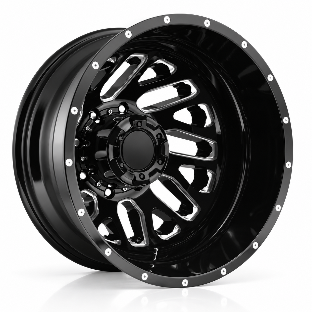 Quality GVICHN Dually Truck Forged Wheel GVI-H17 Off-Road D581 Gloss Black Wheels with Milled Accents 20x12 8 Lug 10 Lug Fit For GMC FORD 3500 Silverado Heavy Duty Truck Pickups factory