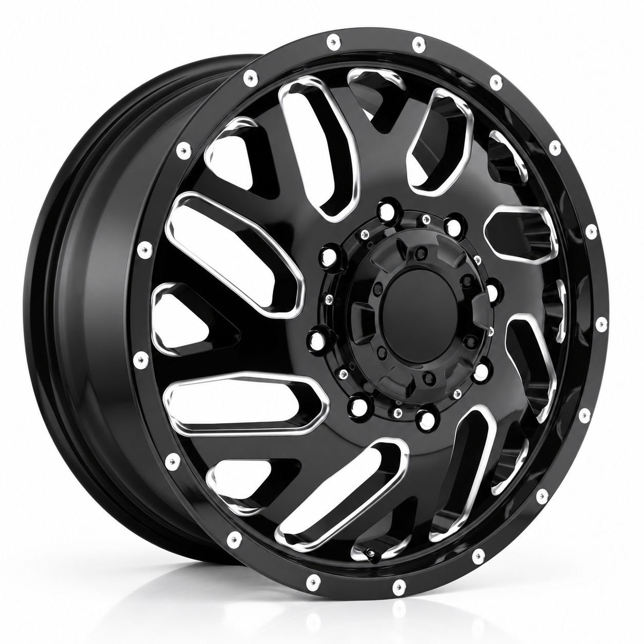 Quality GVICHN Dually Truck Forged Wheel GVI-H17 Off-Road D581 Gloss Black Wheels with Milled Accents 20x12 8 Lug 10 Lug Fit For GMC FORD 3500 Silverado Heavy Duty Truck Pickups factory